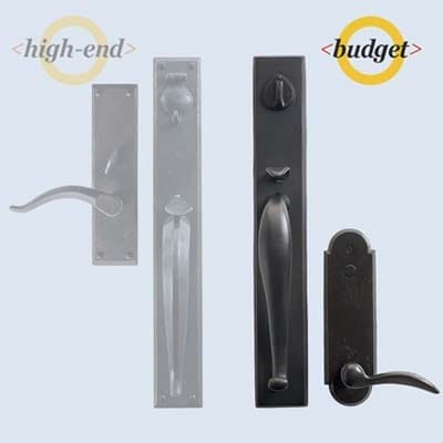 Two similar black entry sets where the budget one on the right is the focus.