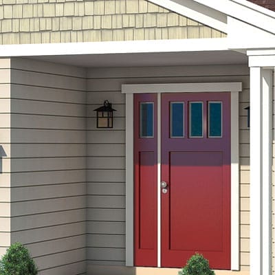 Red front door.