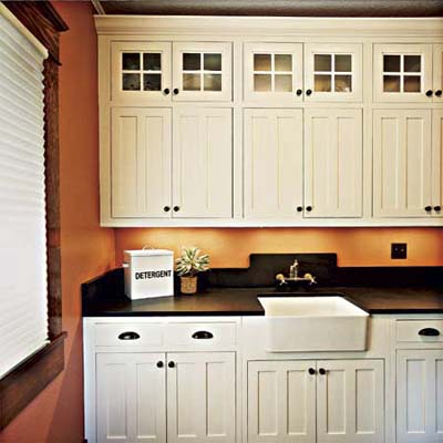 An after photo of the combination laundry room and pantry
