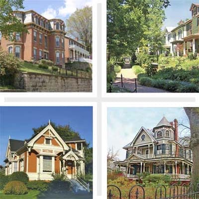 A collage of houses