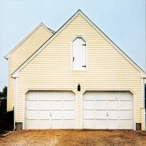 Home with replaced garage doors