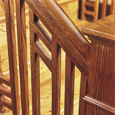 Oak railings on the staircase