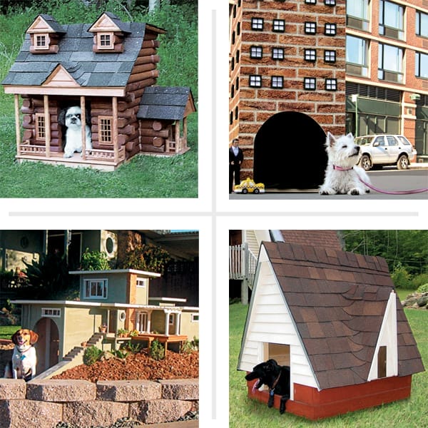 Collage of doghouses.