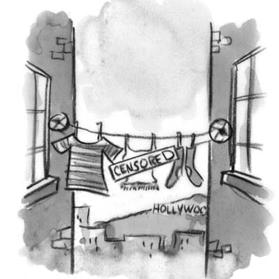 A cartoon of laundry on a drying line