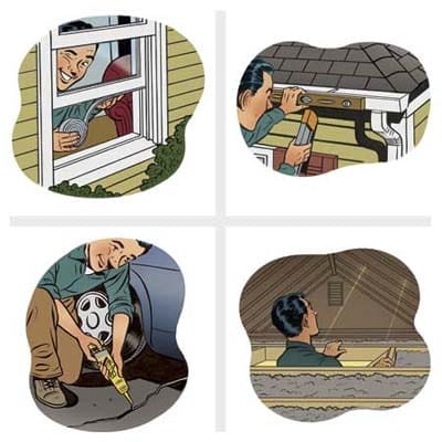A man performing home projects to prepare his house for Fall.