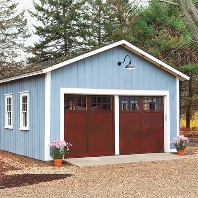 Renovated two-car garage.