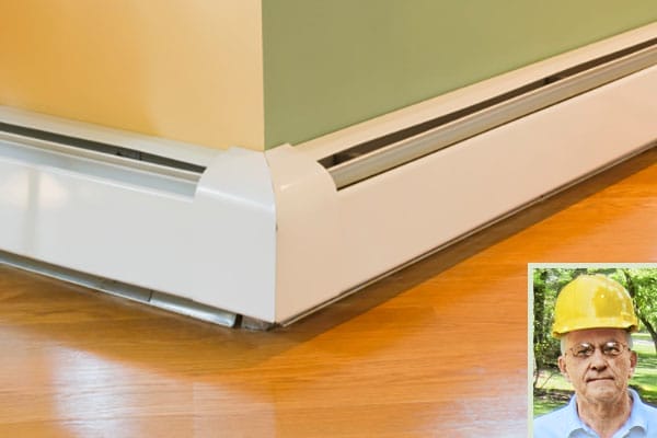 An electric baseboard heater
