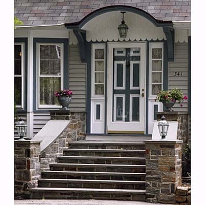 Image of a painted entryway with decorations