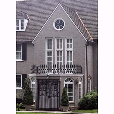 Image of an entryway with ornate ironwork