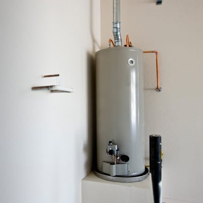 A damaged water heater.