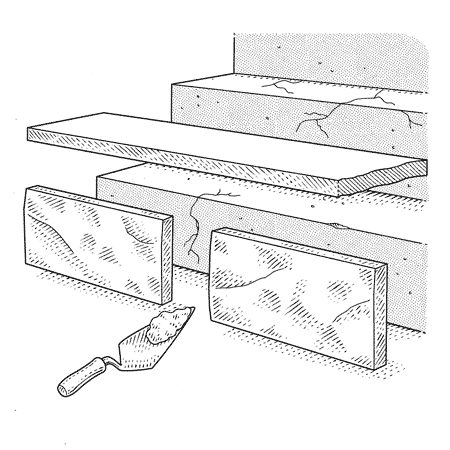 Illustration of steps being mortared