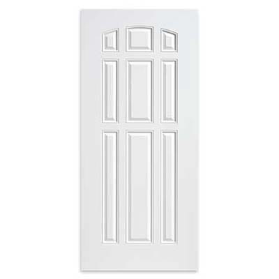 Steel white door with raised paneling