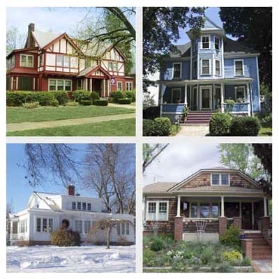 A collage of four houses in the Northeast