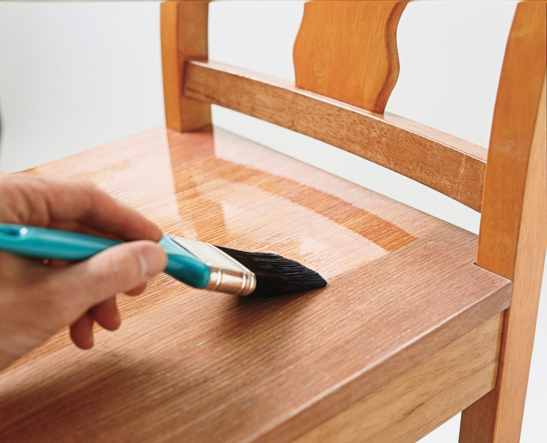 Hand painting on oil-based polyurethane.