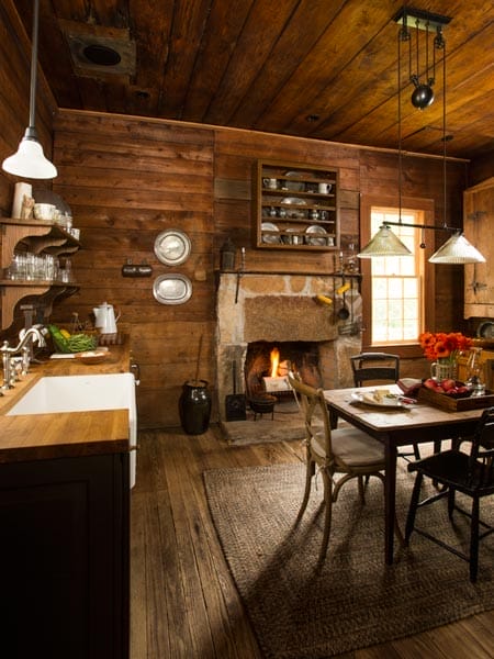 A combination dining room and kitchen