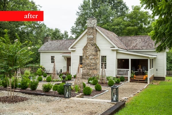 A remodeled house with a manicured garden
