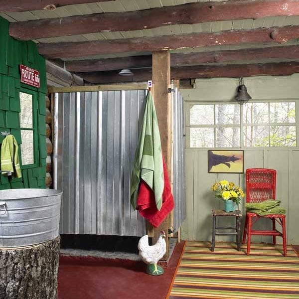 A rustic bathroom
