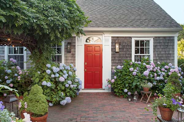A house with a red front door