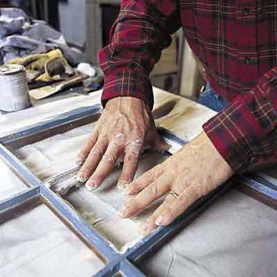 A cracked window pane