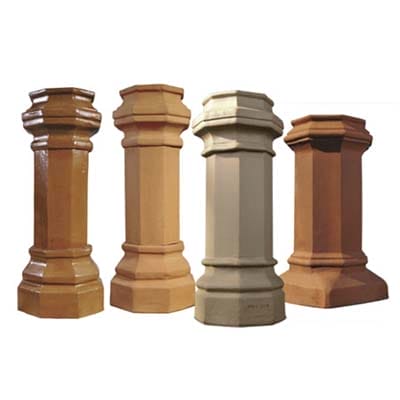 Four different Pittsburgh octagon chimney pots.