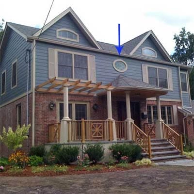 A house with an oxeye window.