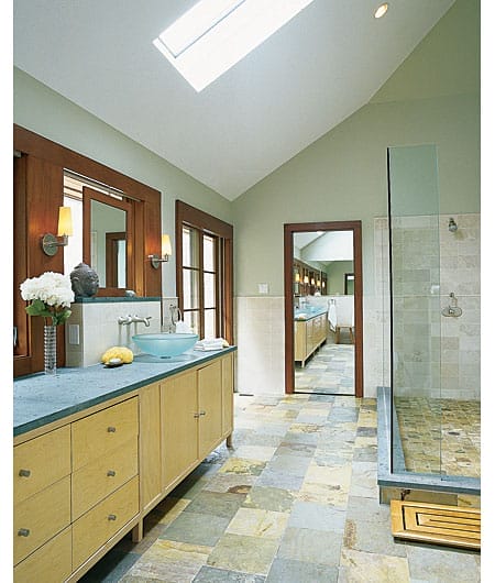 Bathroom with a skylight.