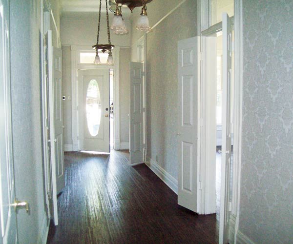 A interior view of a hallway