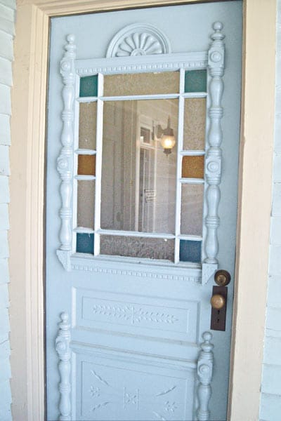 A blue entry door