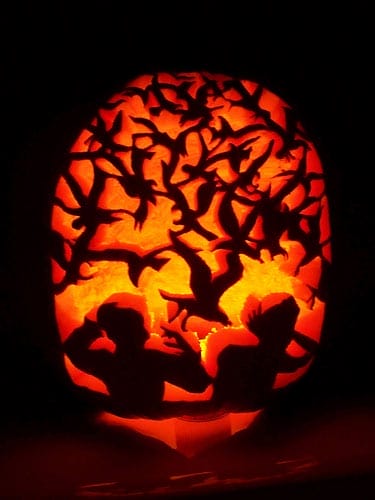 The Birds pumpkin carving