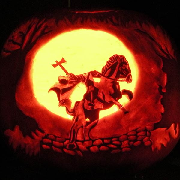 Headless Horseman pumpkin carving