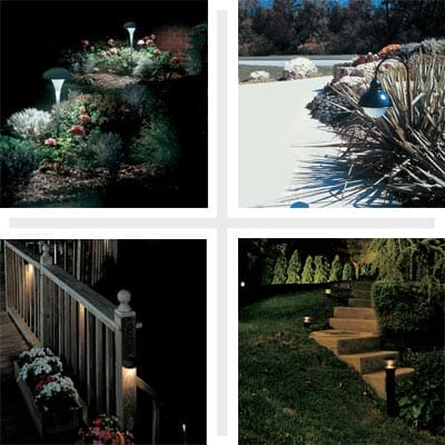 Four different examples of outdoor lighting.