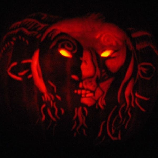 Satyr pumpkin carving
