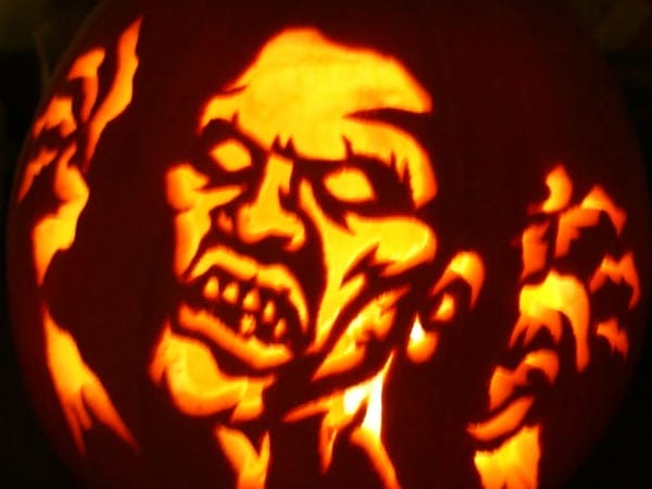 Zombie pumpkin carving