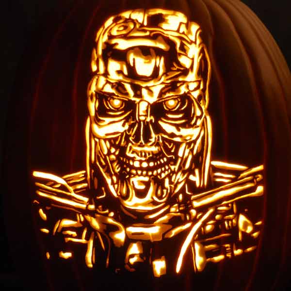 Terminator pumpkin carving