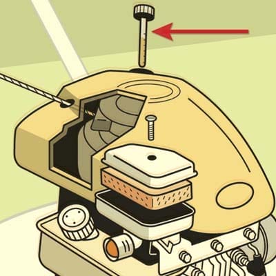an illustration of a dipstick of a lawn mower