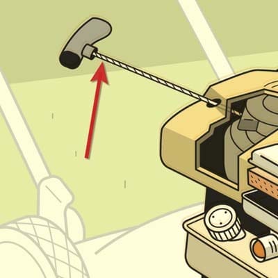 an illustration of the starter cord of a lawn mower