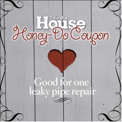 A coupon for a leaky pipe repair