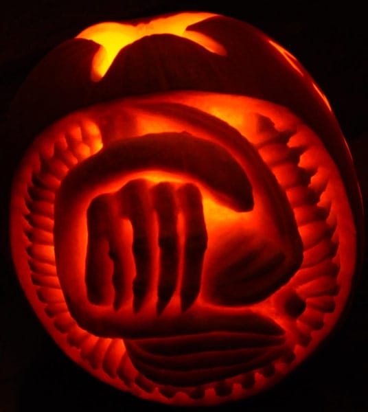Alien egg pumpkin carving