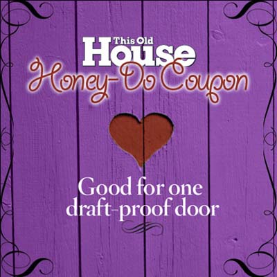 A coupon for a draft-proof door