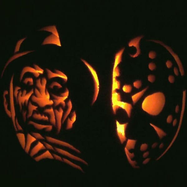 Freddy vs. Jason pumpkin carving