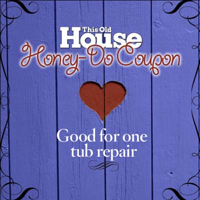 A coupon for one tub repair