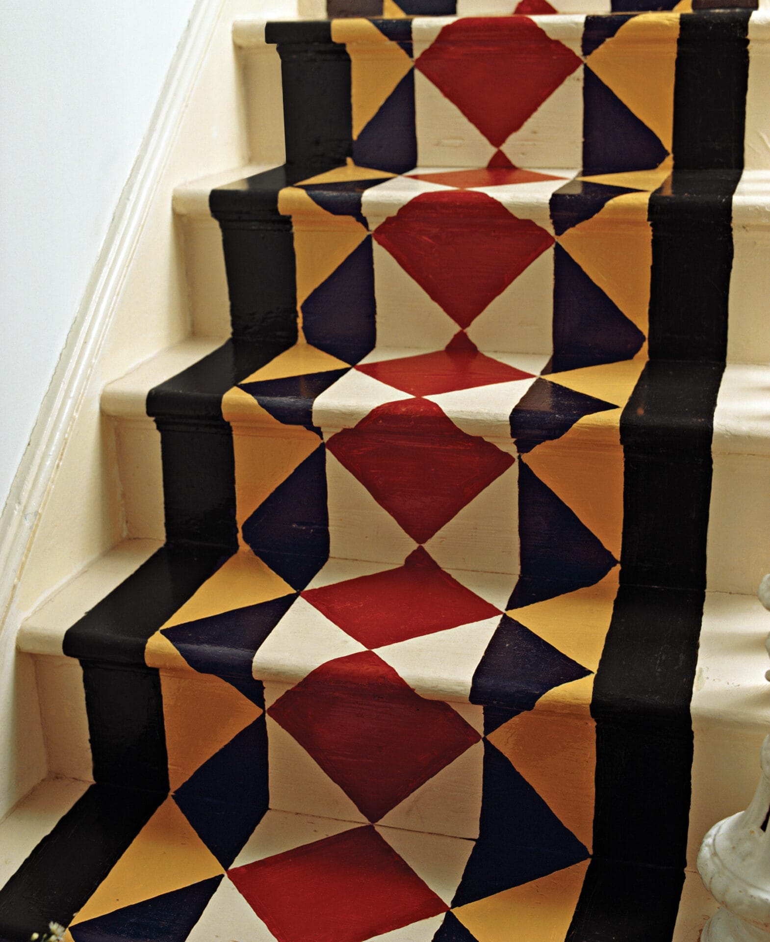 A painted stair runner.