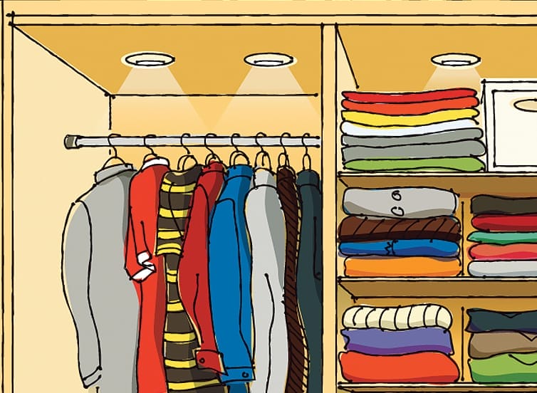 illustration of adding guiding lights to the top of the closet