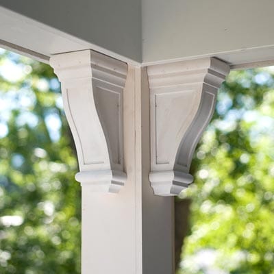 Gunstock brackets on the front porch.