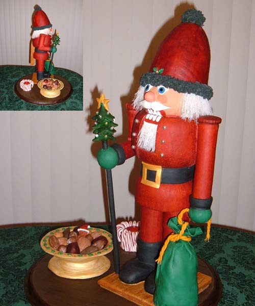A nutcracker gingerbread house