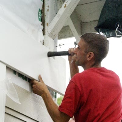 Attaching a spandrel board.