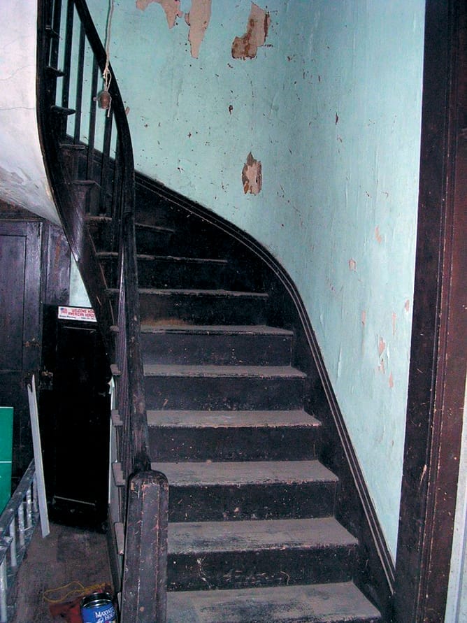A before photo of the staircase