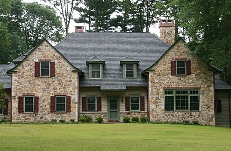 a house with double take gables.