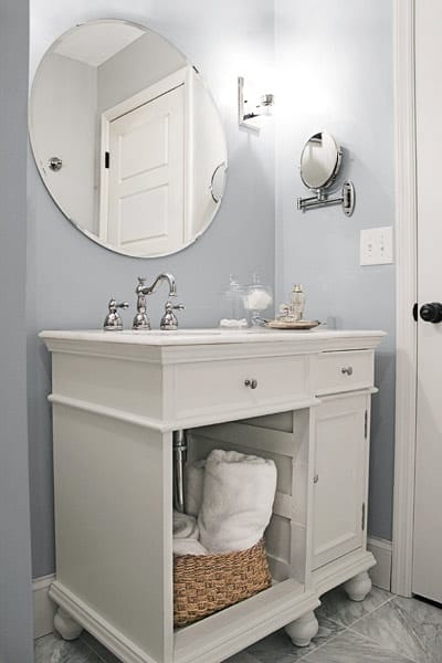 An updated white and gray bathroom