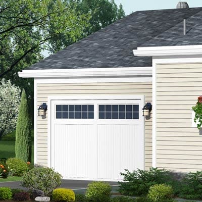 White garage door.
